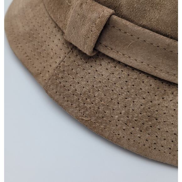 Vintage Totes Light Brown Suede Fedora Hat - Medium USA Made Indiana Jones Style - Picture 3 of 11